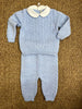 Completo due pezzi con trecce celeste pura lana