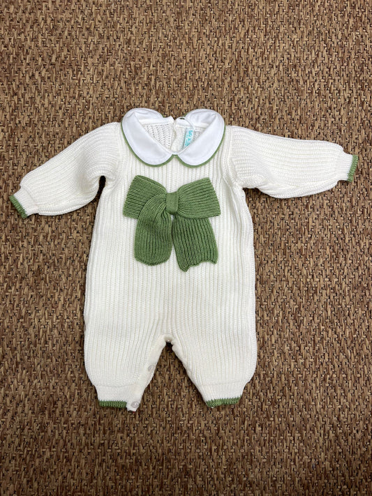 Tutina con fioccone maglia inglese pura lana