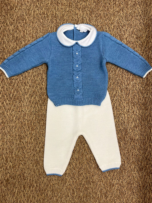 Completo due pezzi blu pura lana