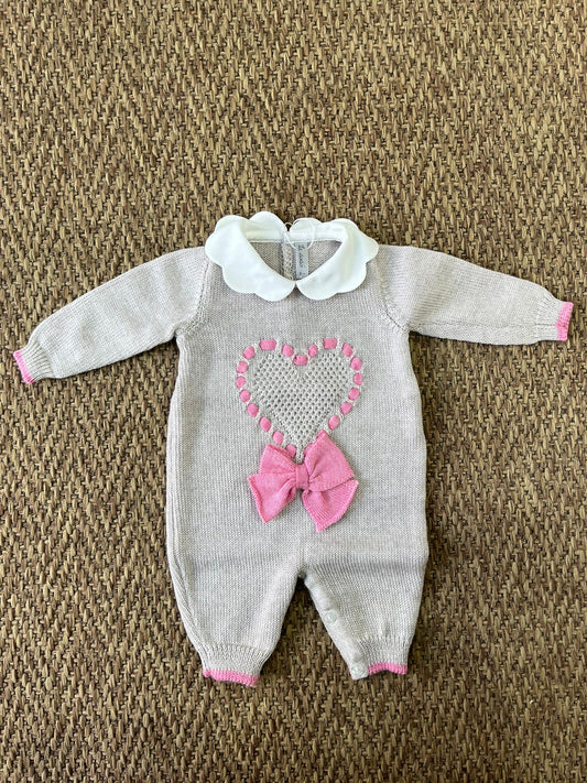 Tutina con cuore rosa, 100% lana