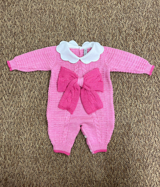 Tutina con fiocco fucsia pura lana