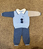 Completo due pezzi con pom pom in pelliccia