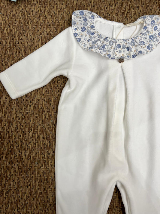 Tutina in ciniglia con collo flowers